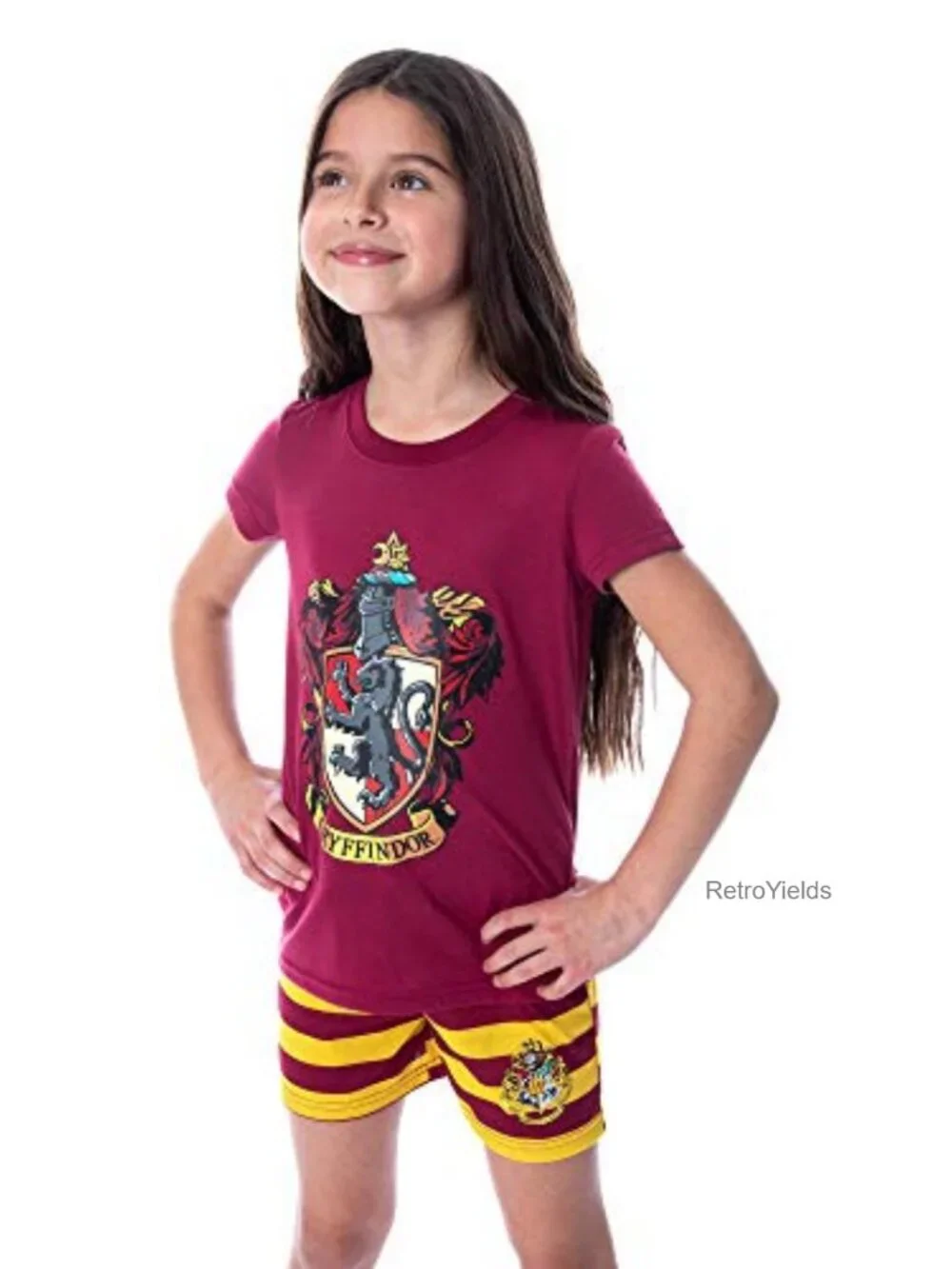 Harry Potter Girls Pajama Set Hogwarts Castle Sleepwear Short Sleeve Shirt &